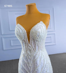 Luxury Pearl Beaded Mermaid Wedding Dresses Vintage 20s Bridal Gown 67485