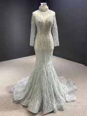 Sexy See Through Mermaid Wedding Dresses with Long Sleeves 67140