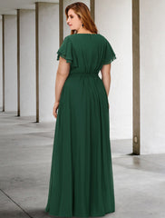 Aimishang A-Line Mother of the Bride Dresses Plus Size Hide Belly Curve Elegant Dress Formal Floor Length Short Sleeve Jewel Neck Chiffon with Pleats