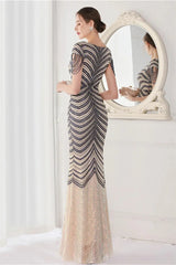 Fabulous Cap Sleeves V-Neck Evening Dress Mermaid Sequins Online