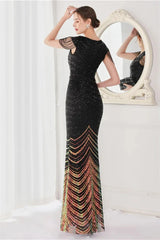 Fabulous Cap Sleeves V-Neck Evening Dress Mermaid Sequins Online