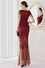Fabulous Cap Sleeves V-Neck Evening Dress Mermaid Sequins Online