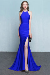 Fabulous Halter Sleeveless Evening Dress Mermaid Long Split Online