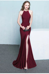 Fabulous Halter Sleeveless Evening Dress Mermaid Long Split Online
