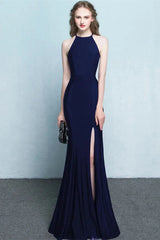 Fabulous Halter Sleeveless Evening Dress Mermaid Long Split Online