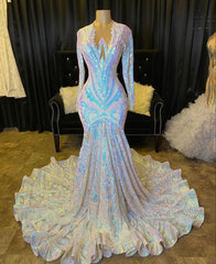 Fabulous Long Sleeve Mermaid Sequins Prom Dress