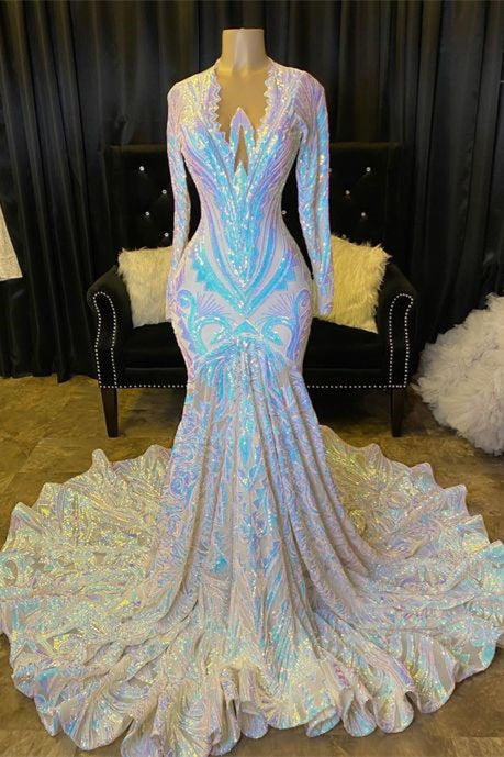 Fabulous Long Sleeve Mermaid Sequins Prom Dress