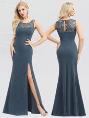 Fashion Embrodiery Split Mermaid Evening Prom Dress
