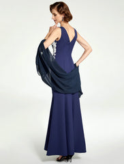 Aimishang  Mermaid / Trumpet Mother of the Bride Dress Jewel Neck Floor Length Chiffon Lace Sleeveless with Lace