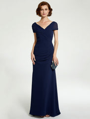 Aimishang A-Line Mother of the Bride Dress V Neck Floor Length Chiffon Sleeveless with Lace Ruching