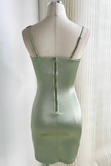 Gorgeous Sage Green Floral Embroidery Short Party Dress