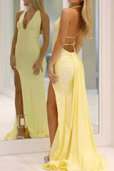 Yellow Mermaid Prom Dress with Train Gala Dresses