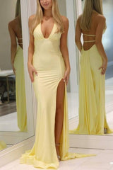 Yellow Mermaid Prom Dress with Train Gala Dresses