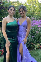 Lilac Straps Sheath Mermaid Prom Dress with Lace-up Back