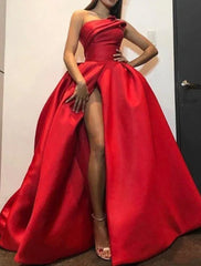 Ball Gown A-Line Evening Gown Party Dress Christmas Red Green Dress Wedding Guest Prom Floor Length Short Sleeve Halter Neck Belt / Sash Satin Backless V Back with Pleats Ruched Appliques 2025