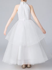 Glamorous Ball Gown Sleeveless Halter Neck Flower Girl Dress with Appliques