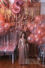 Glamorous Golden Scoop Neck Princess Dress