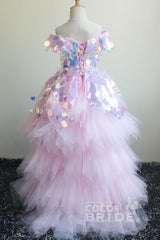 Glamorous Pink Sequined Off-the-shoulder Dress
