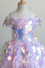Glamorous Pink Sequined Off-the-shoulder Dress