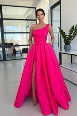 Glamorous Rose Pink A Line Evening Dress Simple
