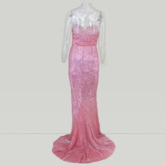 Glamorous Sequins Sweetheart Prom Dress Long Mermaid Evening Gowns With Split