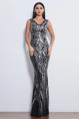 Glamorous Sequins V-Neck Mermaid Evening Party Gowns Long Prom Dress Online