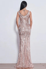 Glamorous Sequins V-Neck Mermaid Evening Party Gowns Long Prom Dress Online