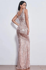 Glamorous Sequins V-Neck Mermaid Evening Party Gowns Long Prom Dress Online
