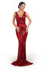 Glamorous Sleeveless Mermaid Long Evening Dress With Sequins Online