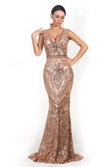 Glamorous Sleeveless Mermaid Long Evening Dress With Sequins Online
