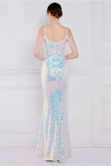 Glamorous Spaghetti-Straps Sequins Evening Gown Mermaid Sleeveless