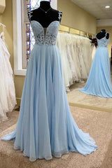 Glamorous Sweetheart Spaghetti-Straps A Line Tulle Evening Dress