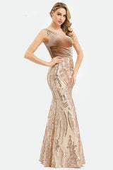 Glamorous Velvet Sequins Mermaid Long Evening Prom Dress