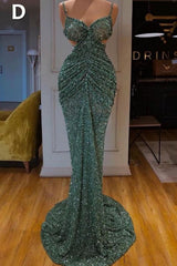 Glitter Off the Shoulder Slim Mermaid Prom Dress Sleeveless Mermaid Evening Gowns