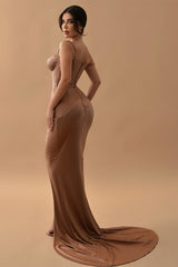 Gorgeous Brown Mermaid Prom Dress with Split Long Sleeveless