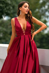 Gorgeous Burgundy Sleeveless Long Evening Dress Open Back Online