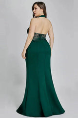 Gorgeous Halter Lace Mermaid Plus Size Evening Dress Online