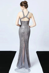 Gorgeous Halter Sequins Long Mermaid Evening Prom Dress Online