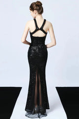 Gorgeous Halter Sequins Long Mermaid Evening Prom Dress Online