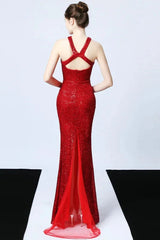 Gorgeous Halter Sequins Long Mermaid Evening Prom Dress Online