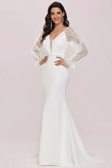 Gorgeous Lace Long Sleeve Wedding Dress Mermaid