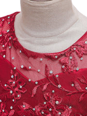 Gorgeous Long Sleeve Jewel Neck Flower Girl Dress with Tulle Satin Crystals and Lace Belt