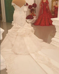 Gorgeous Off-The-Shoulder Mermaid Wedding Dress with Crystal