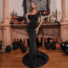 Gorgeous One Shoulder Ruffles Mermaid Evening Prom Dress
