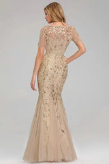 Gorgeous Sequins Mermaid Prom Dress Long Tulle Evening Gowns Online