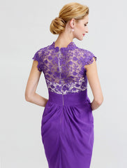 Aimishang  Sheath / Column V Neck Asymmetrical Chiffon / Lace Mother of the Bride Dress with Sash / Ribbon / Pleats / Beautiful Back / See Through