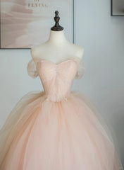 Pink Tulle Sweetheart Ball Gown Cute Sweet 16 Dress, Pink Tulle Prom Dress