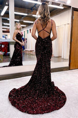 Grad Party Ready: Blue Mermaid Evening Dress with Red & Black Open Back