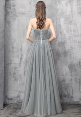 A-Line Strapless Long Prom Dresses, Cute Evening Dresses