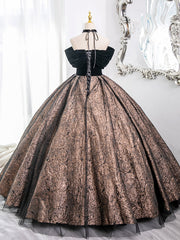 A-Line Off Shoulder Tulle Black Long Prom Dress, Black Long Formal Dress
